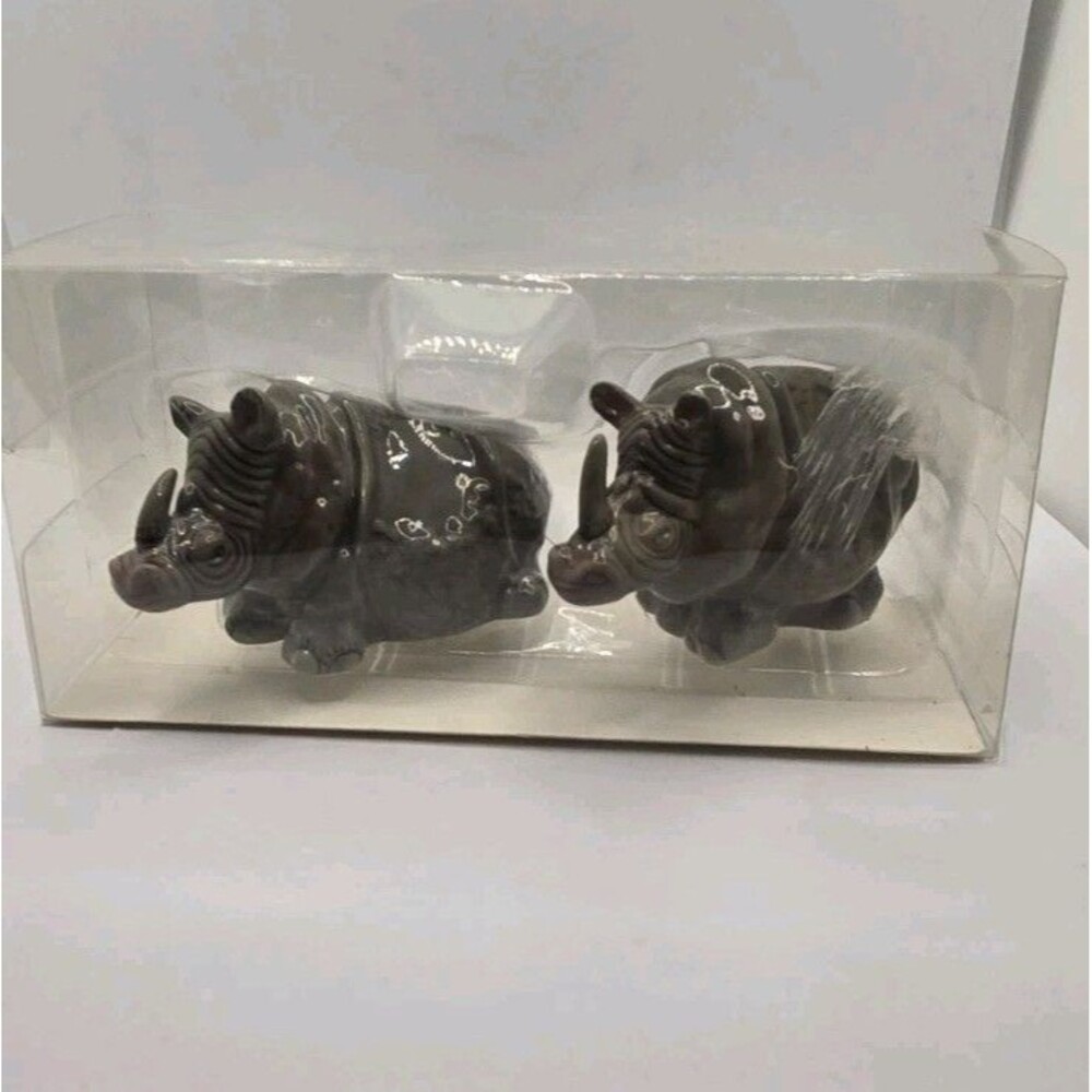 Blue Sky Rhinoceros Salt and Pepper Shakers Safari Collection/ Lynda Corneille